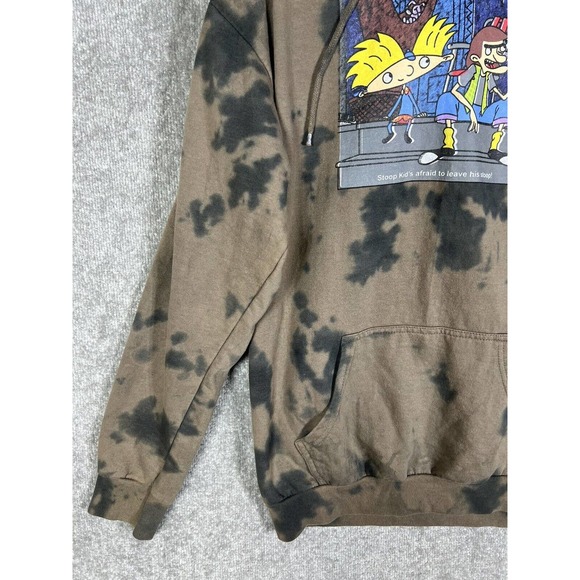 Nickelodeon Hey Arnold Stoop Kid Football‎ Head Tie Dye Hoodie Mens Medium Brown - Picture 9 of 16